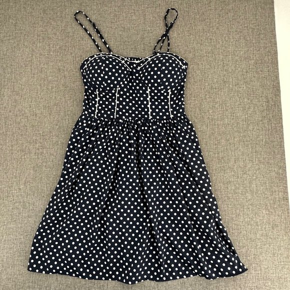 American Rag Dresses & Skirts - American Rag Polka Dot Mini Dress 50's Inspired Fit & Flare Spaghetti Straps Sma
